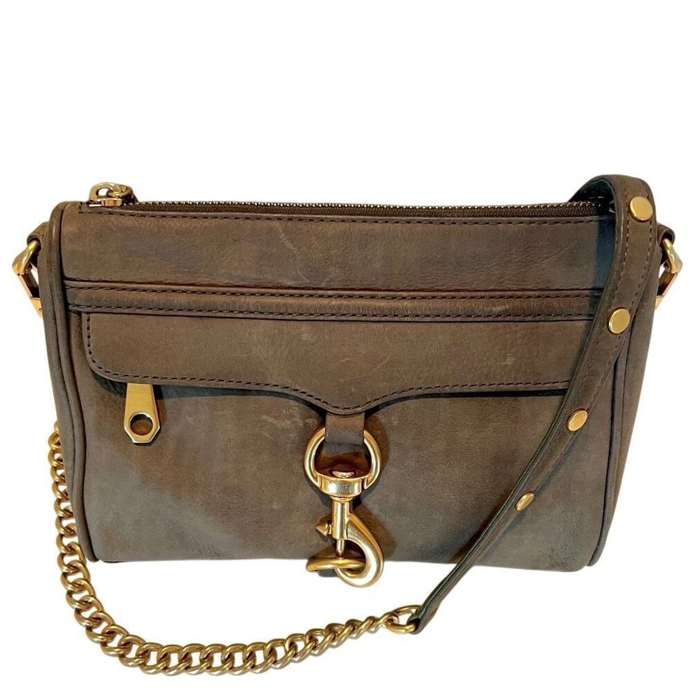 REBECCA MINKOFF Mini M.A.C. Crossbody Clutch Olive Gold